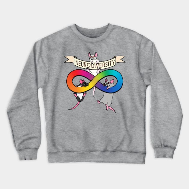 Neurodiversity Rats (Full Color Version) Crewneck Sweatshirt by Rad Rat Studios